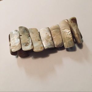 Teal Mother Of Pearl Reversible Stretch Bracelet